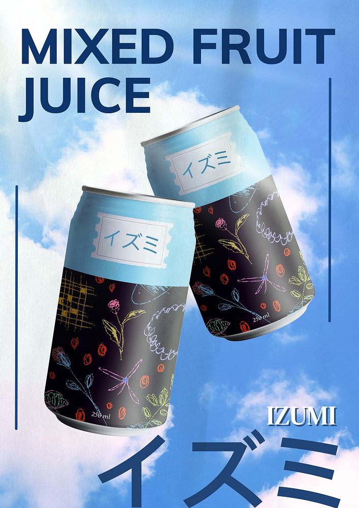 Mixed fruit juice poster template