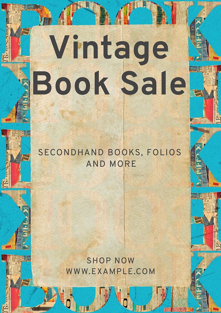 Vintage book sale poster template