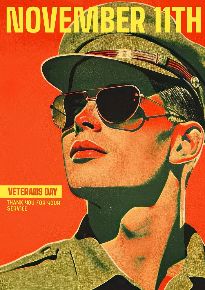 Veterans day, USA poster template