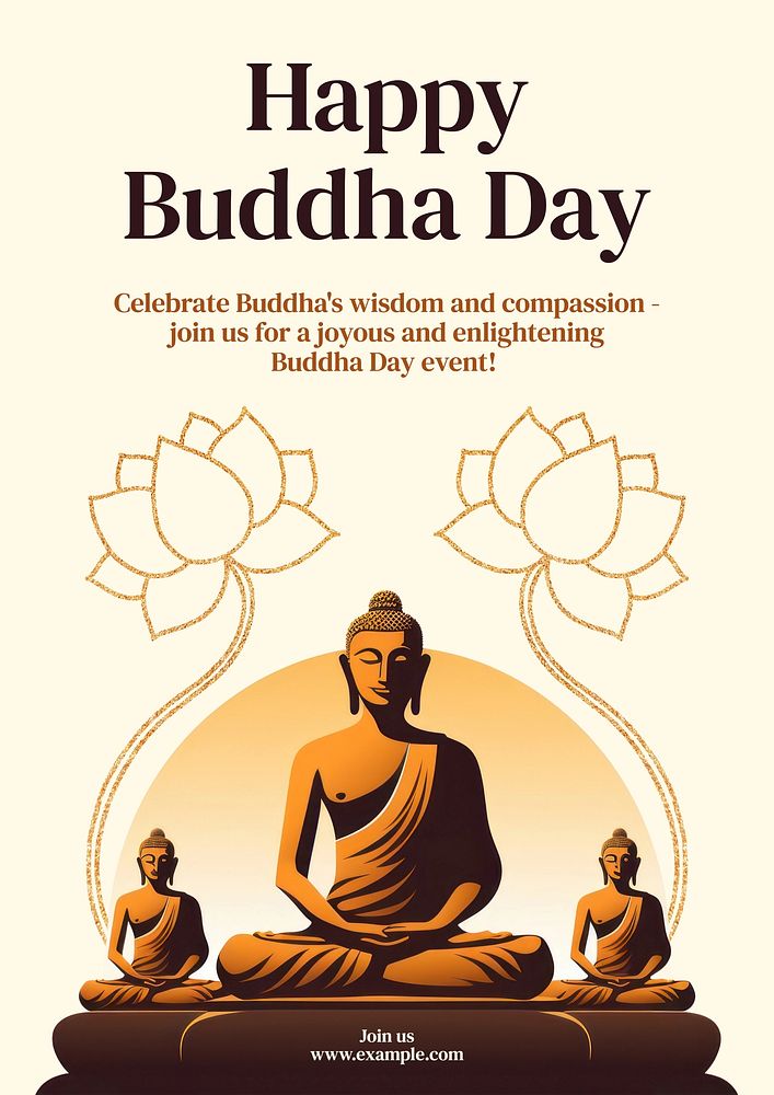 Happy Buddha day poster template