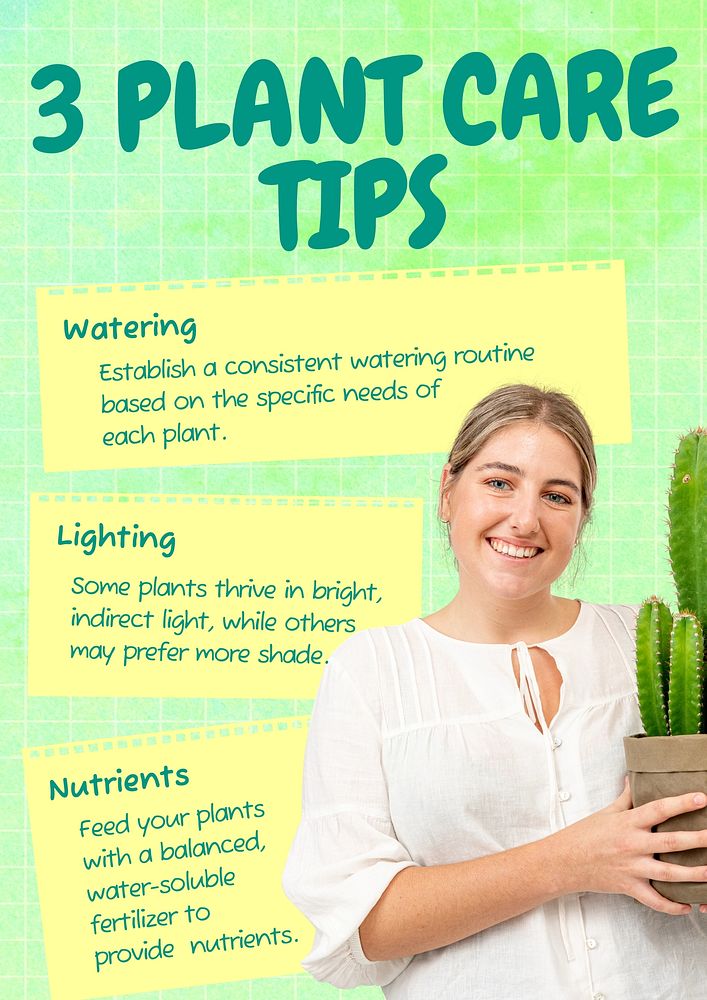 Plant care tips poster template
