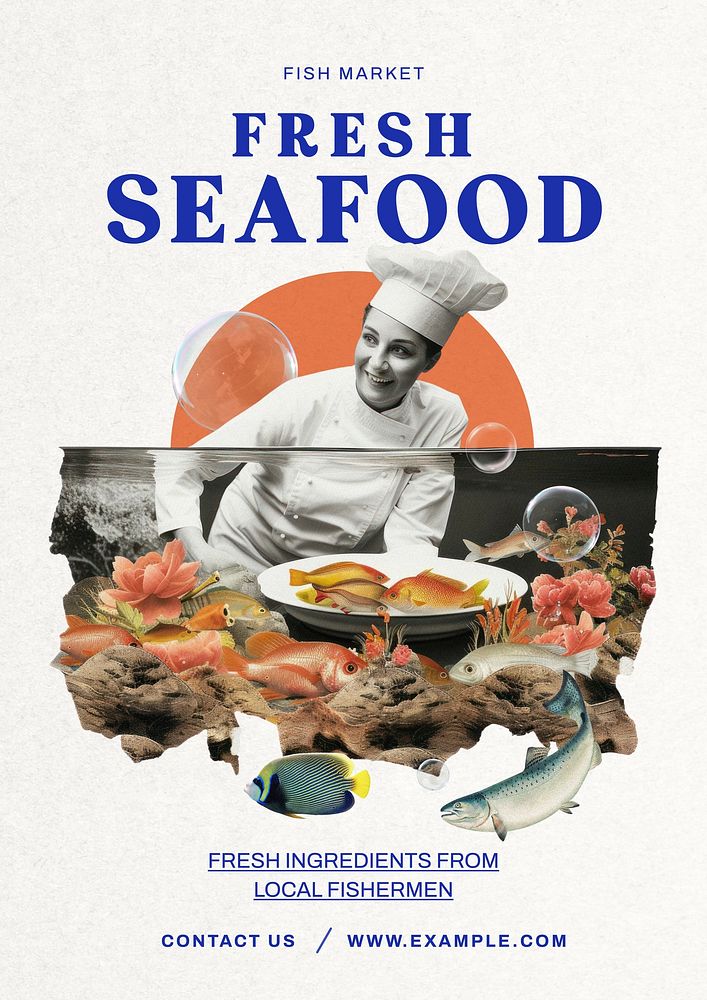 Fresh seafood poster template