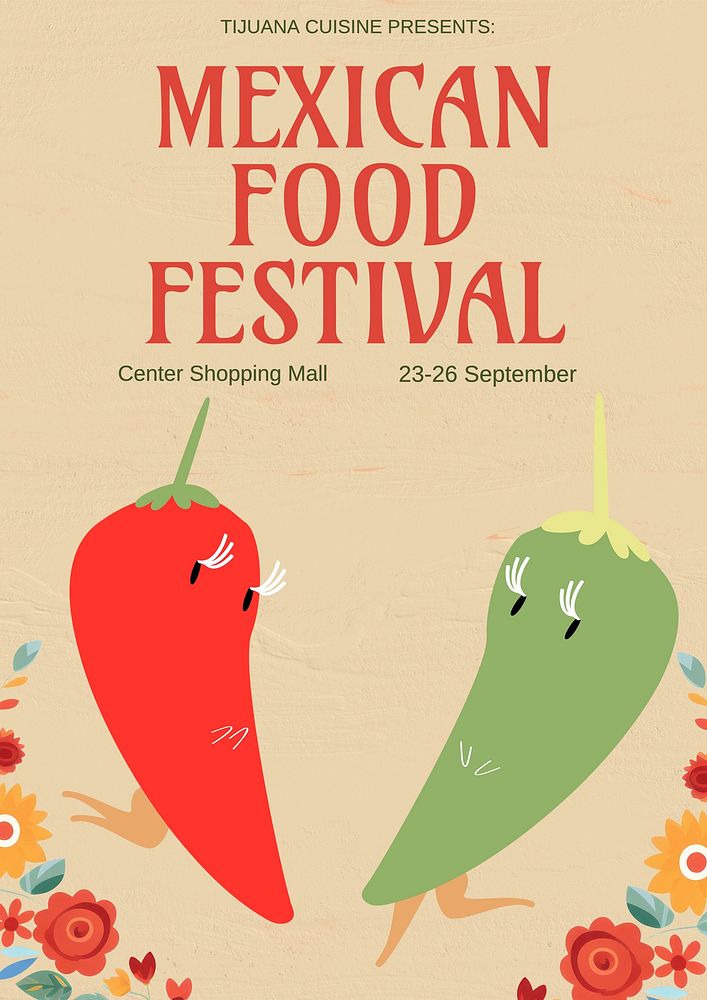 Mexican food festival poster template