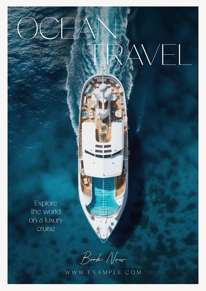Ocean travel poster template