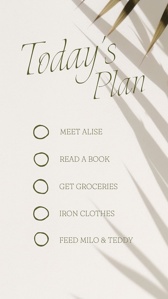Today's plan inspiration template