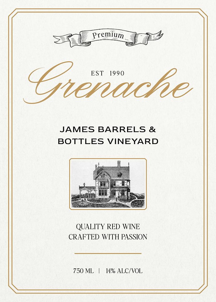 Grenache wine label template
