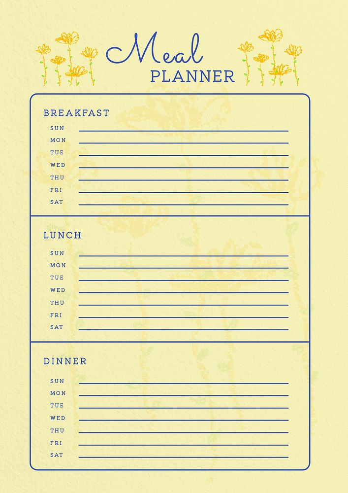 Meal planner template