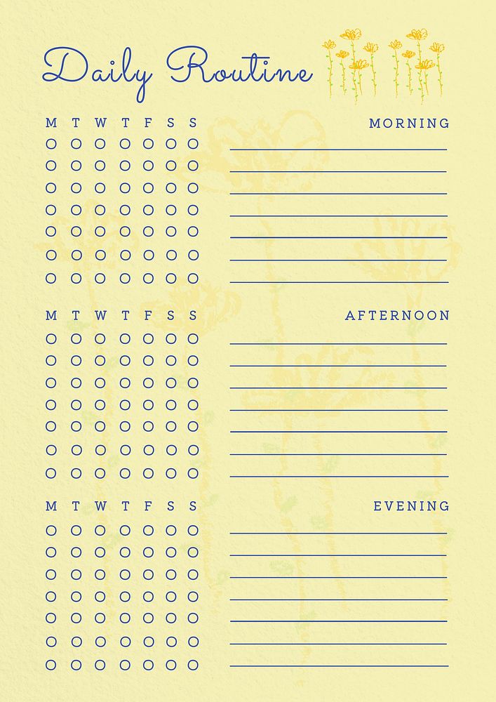 Daily routine planner template