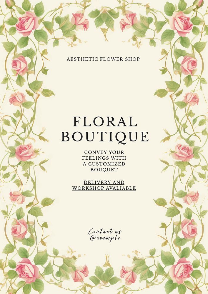 Floral boutique poster template