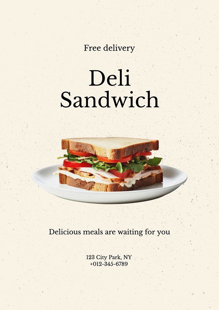 Deli sandwich shop poster template