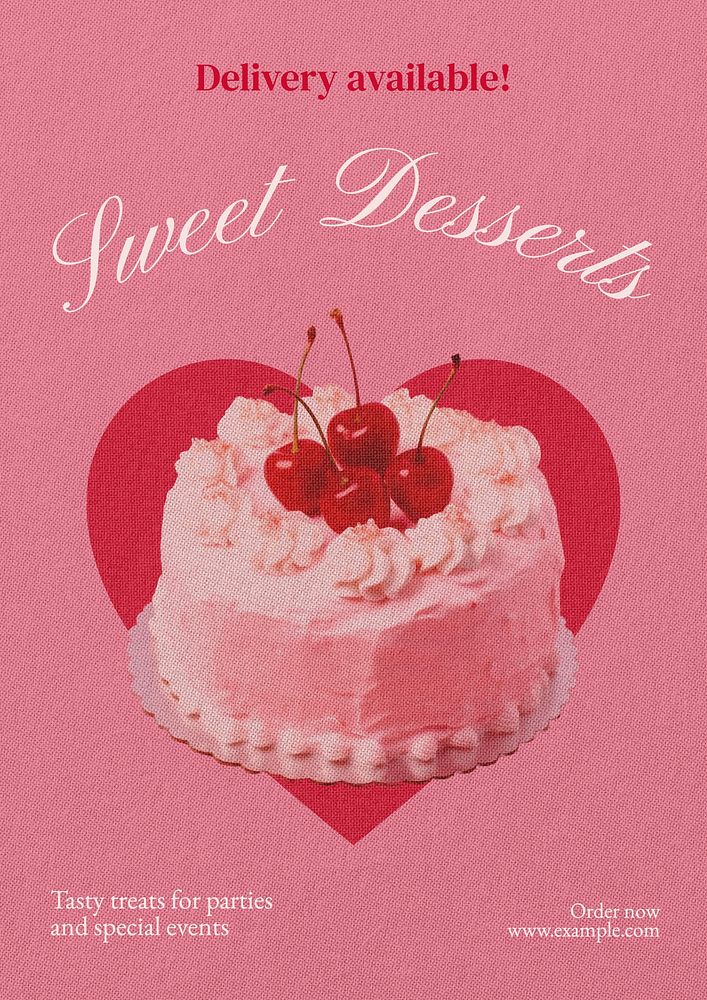 Sweet desserts poster template and design