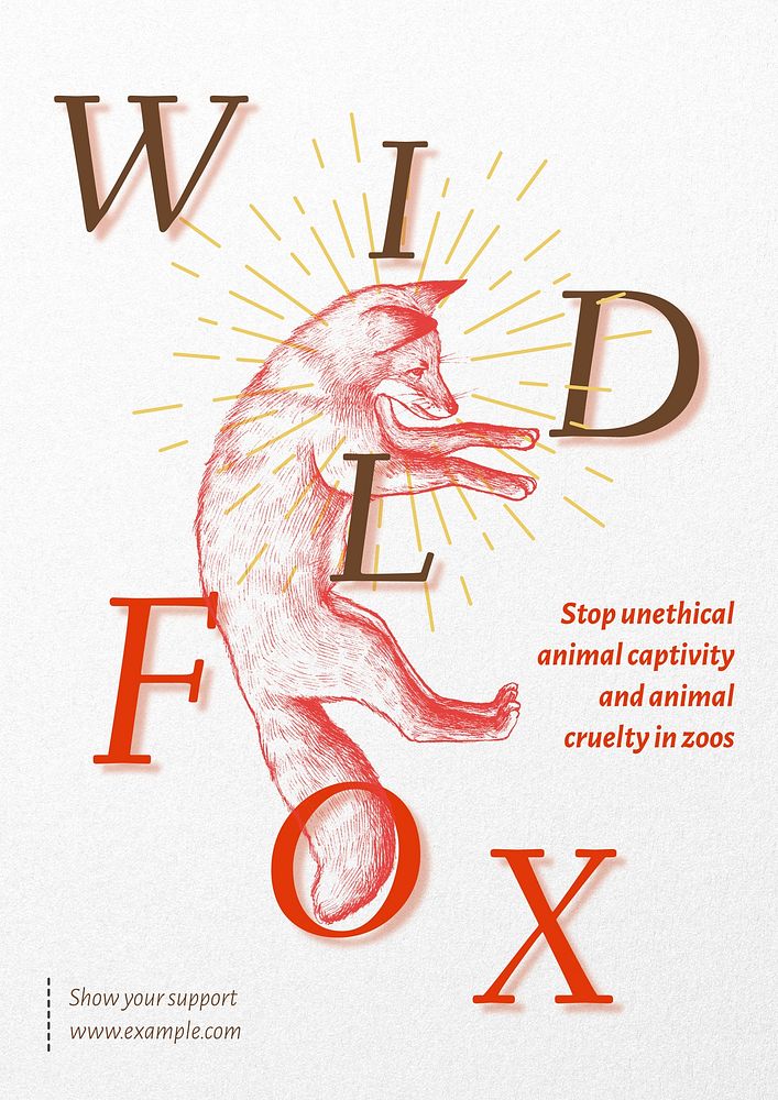 Wild fox poster template