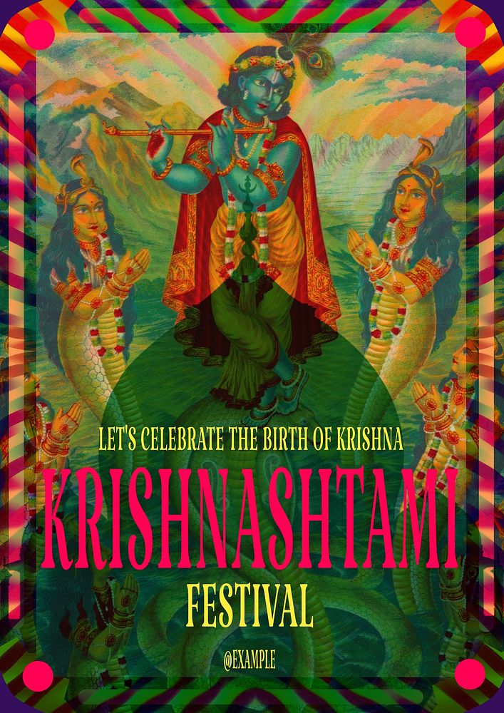 Krishnashtami festival poster template