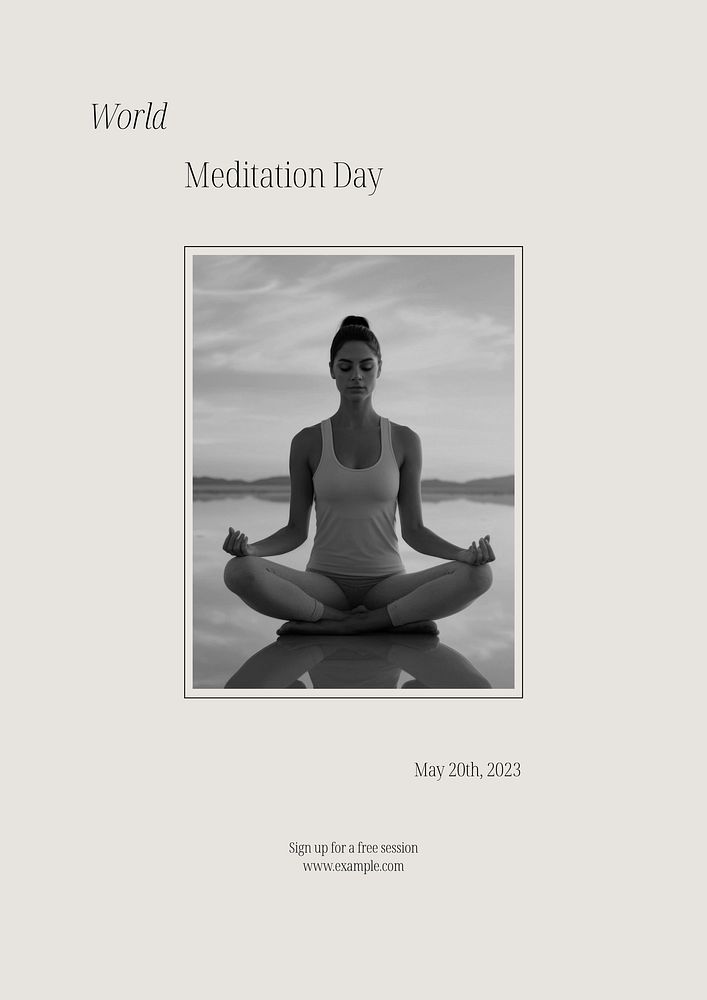World meditation day poster template
