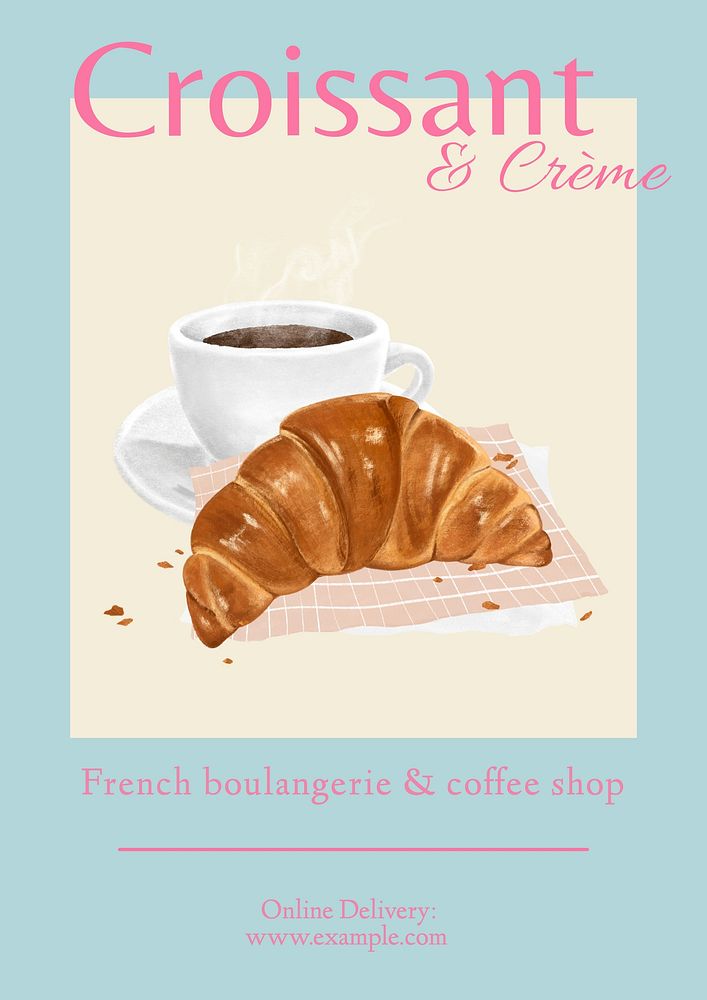 Croissant & bakery poster template