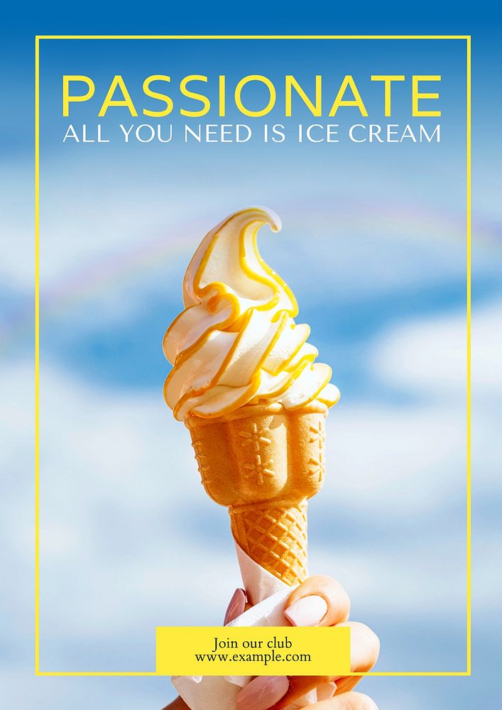 Ice cream club poster template and design