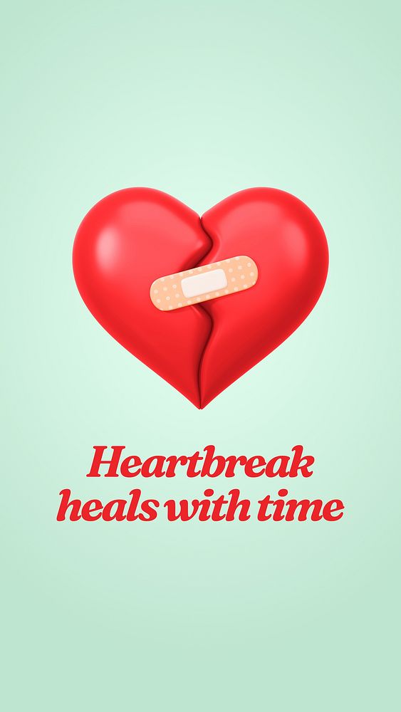 Heartbreaks heal with time mobile wallpaper template