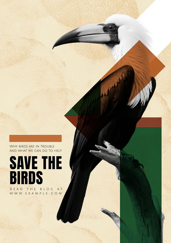 Save the birds poster template