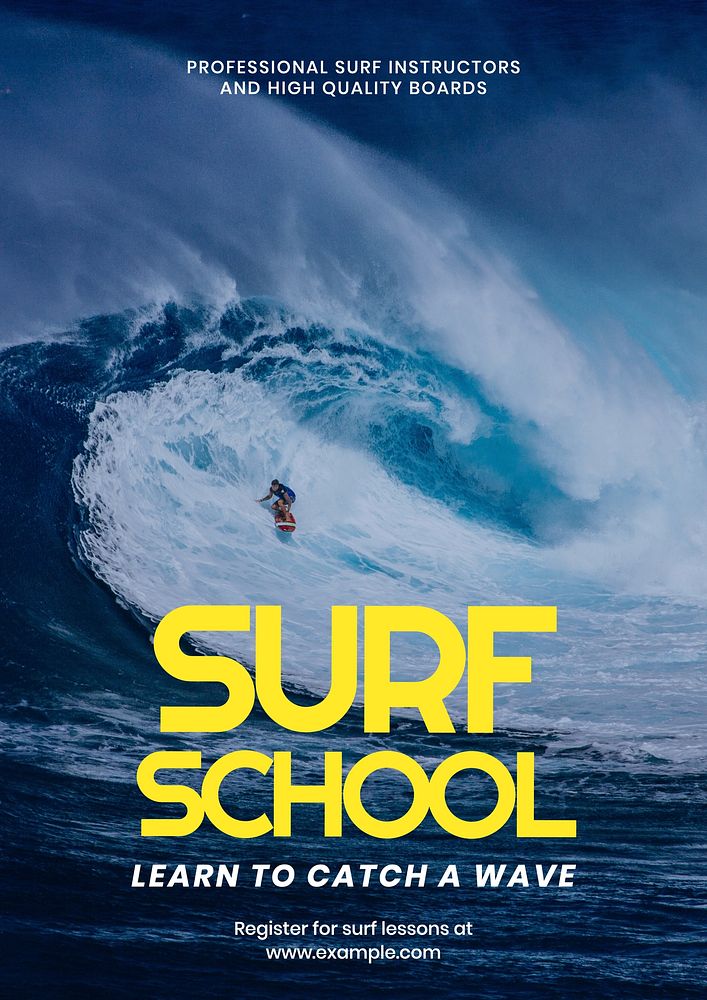 Surf school poster template