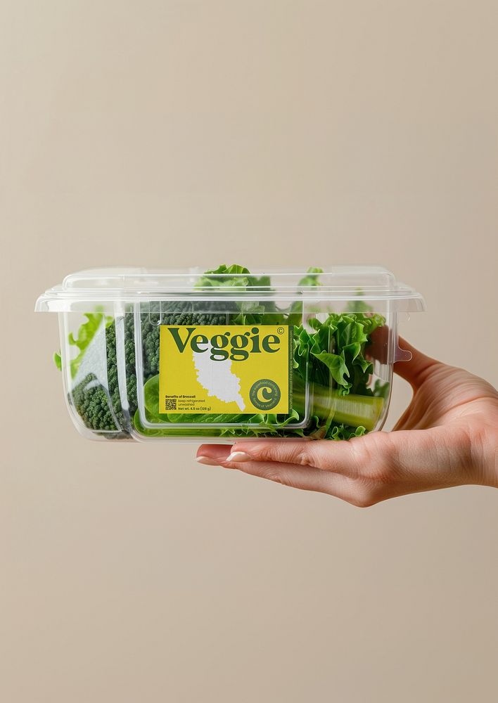 Vegetable plastic box label mockup psd