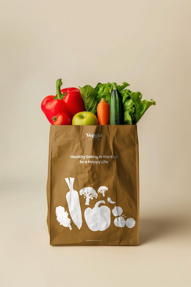 Brown paper grocery shopping bag