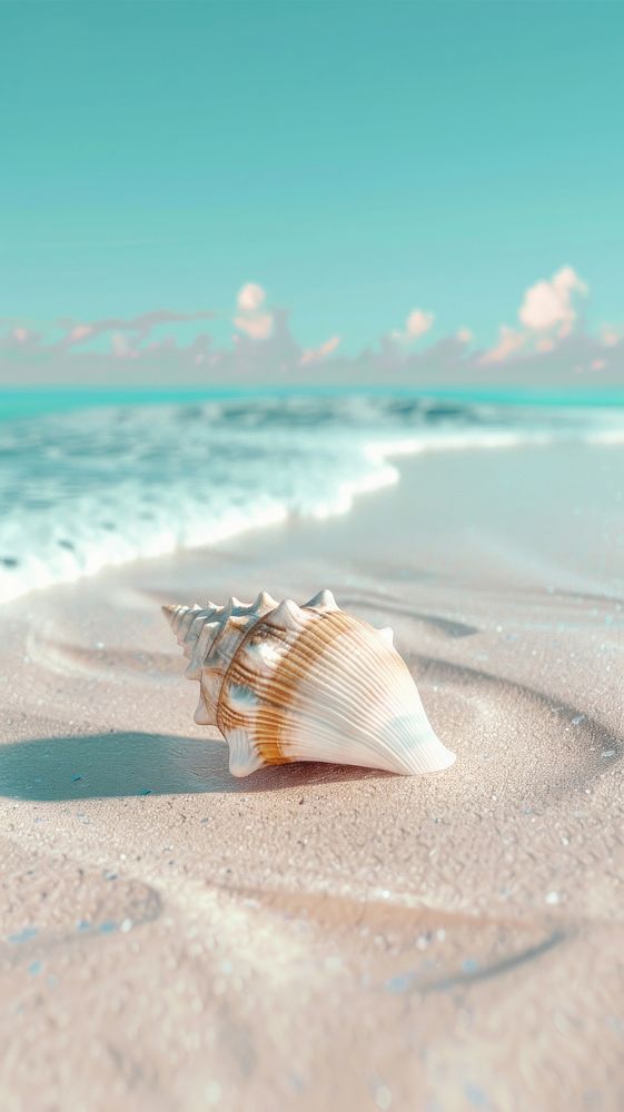 Beach with cute seashell invertebrate outdoors animal.