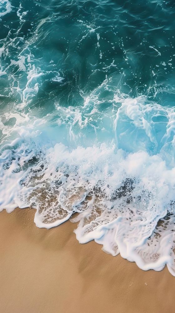 Beach waves wallpaper background shoreline | Free Photo - rawpixel