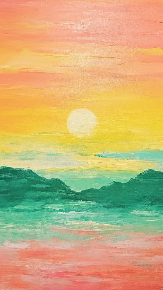 Sunset painting outdoors nature.