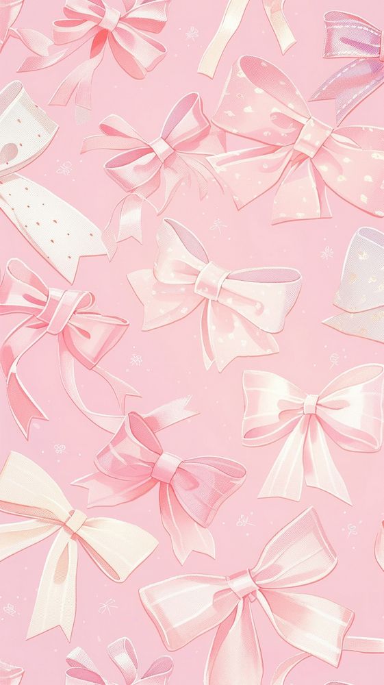Pastel soft pink coquette ribbon wallpaper.