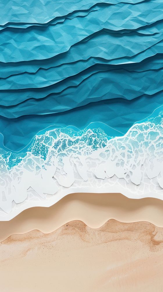 Beach paper cut wallpaper ocean shoreline outdoors.