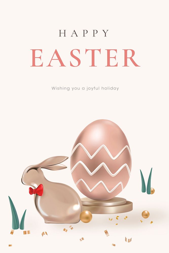 Easter bunny template, editable Pinterest pin design