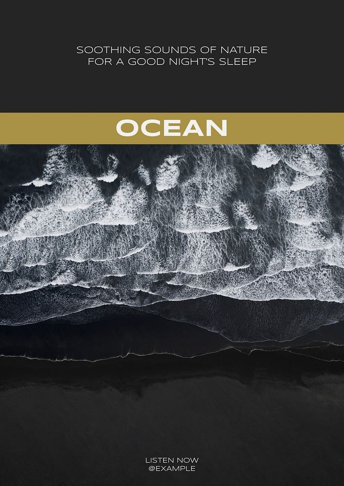 Ocean wave sounds poster template & design