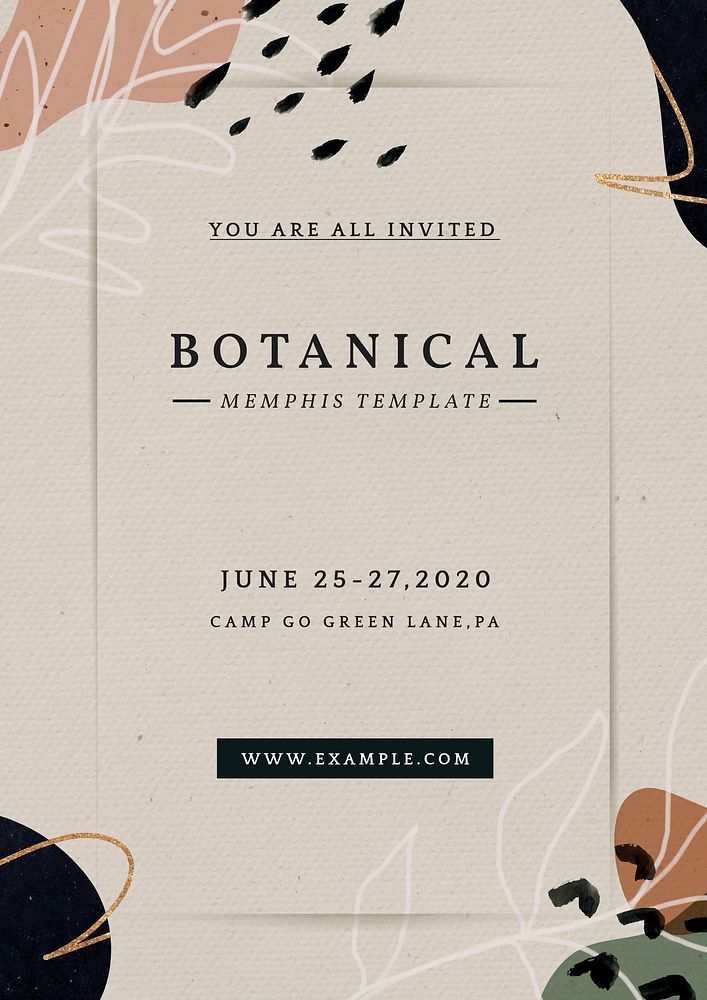 Botanical memphis poster template, aesthetic design