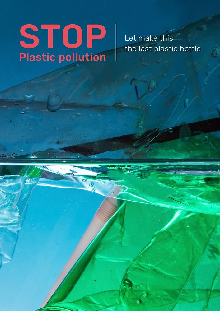 Plastic pollution poster template