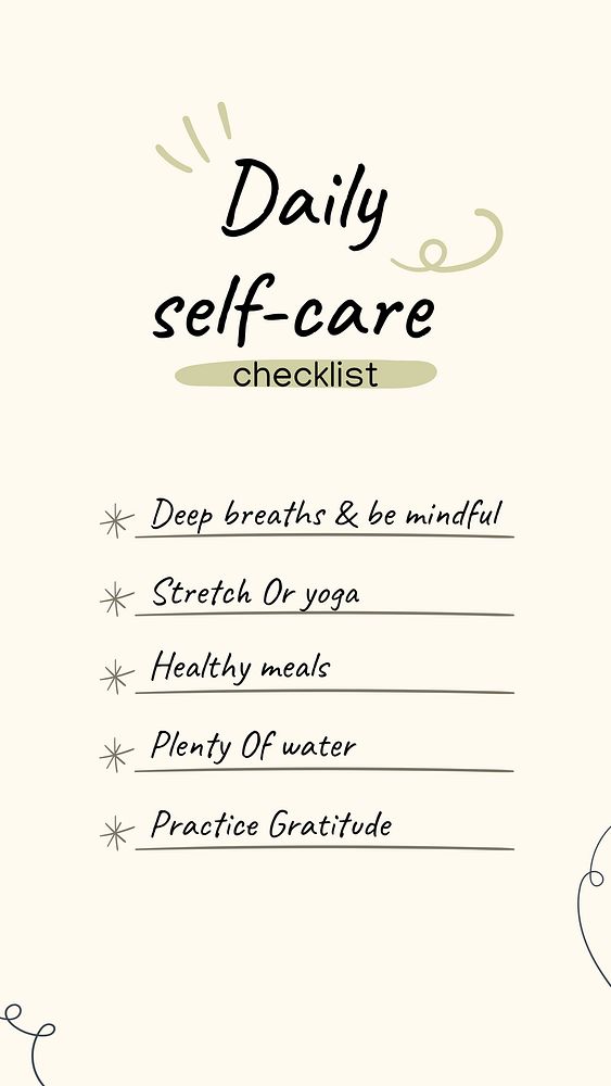 Checklist Instagram story template, self love design 