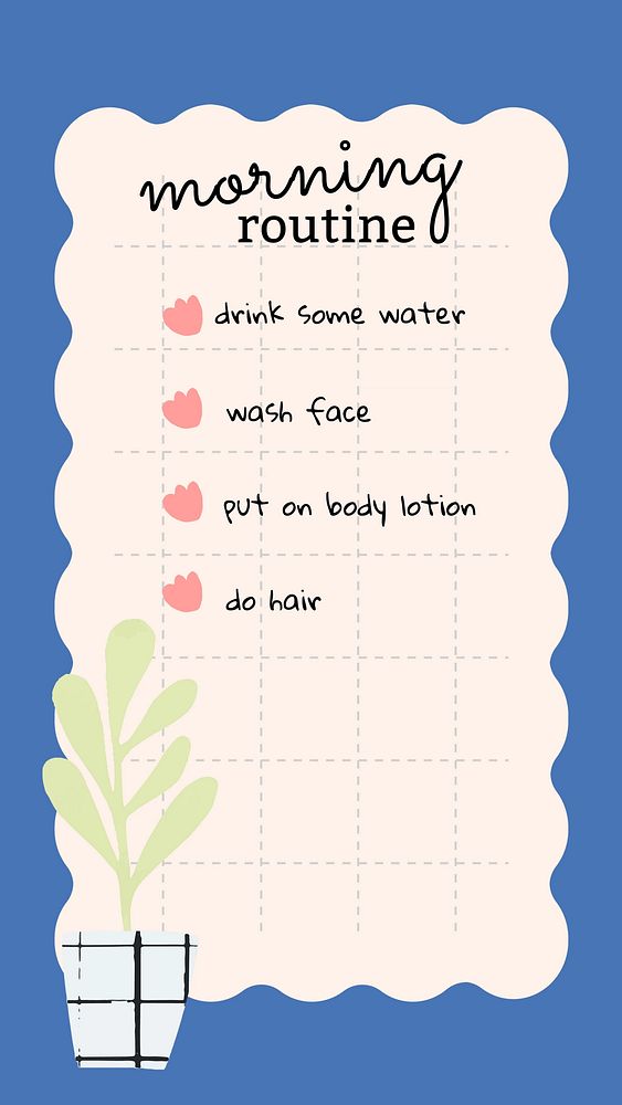 Routine checklist Instagram story template, self love design 