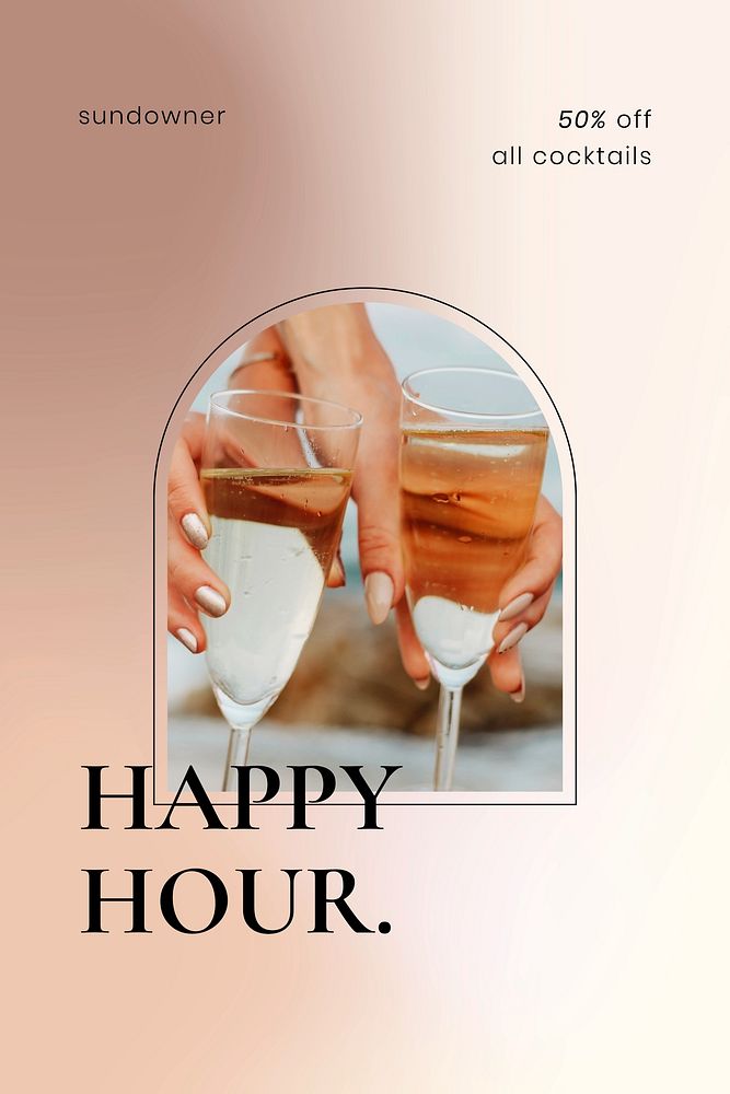 Happy hour Pinterest pin template