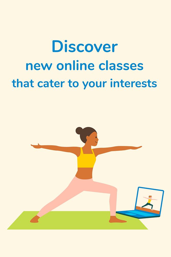 Online yoga Pinterest pin template, cute design