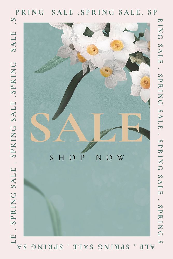 Spring sale Pinterest pin template, editable floral design