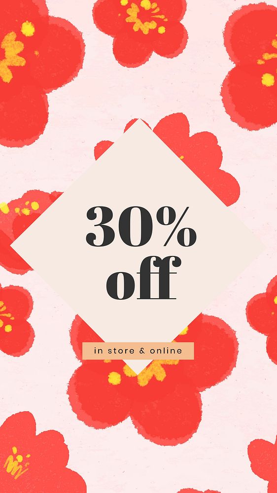 Sale promotion Instagram story template, editable floral design