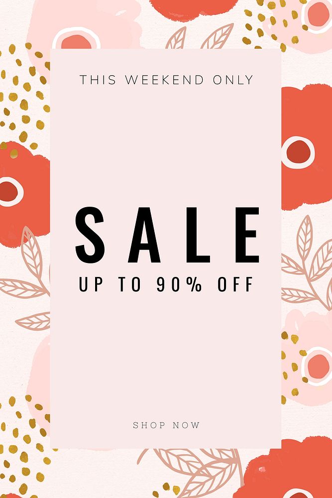 Weekend sale Pinterest pin template, editable floral design