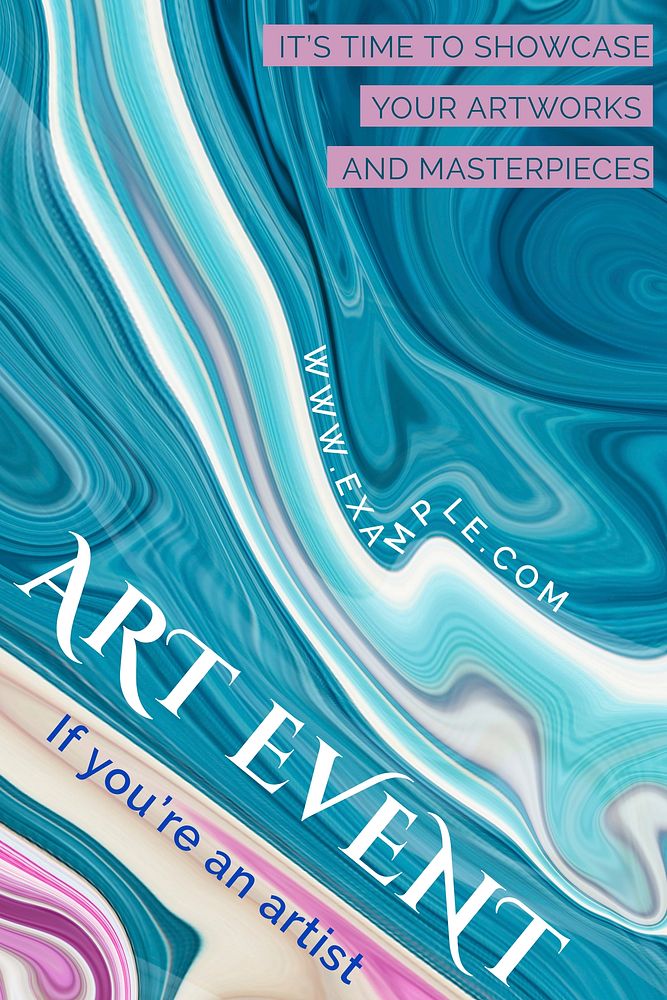 Art event Pinterest pin template, blue fluid art design