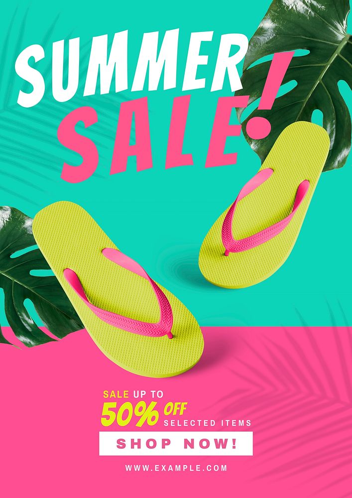 Colorful summer sale poster template
