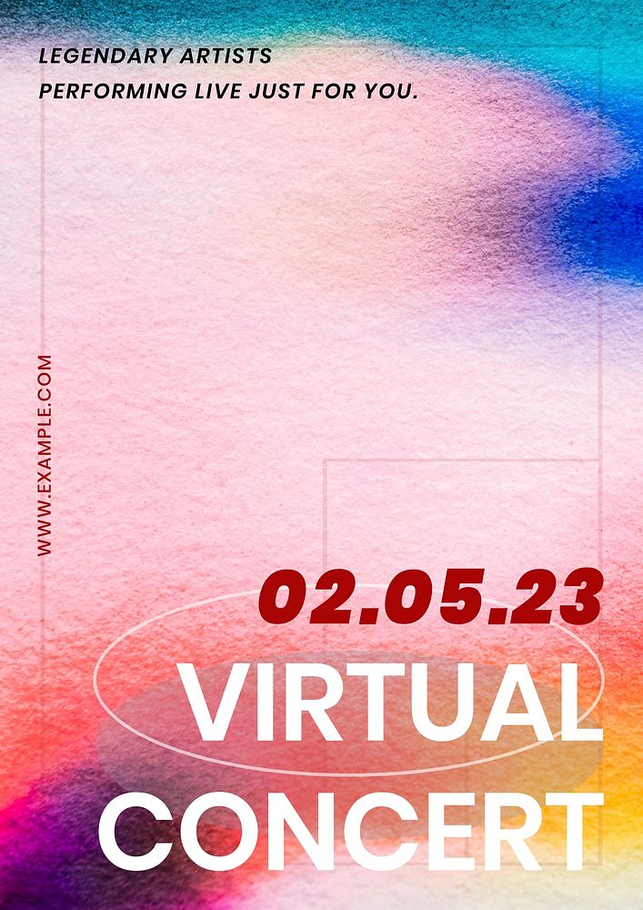 Virtual concert poster template, customizable abstract design