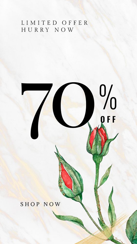 Botanical sale Instagram story template, rose  design 