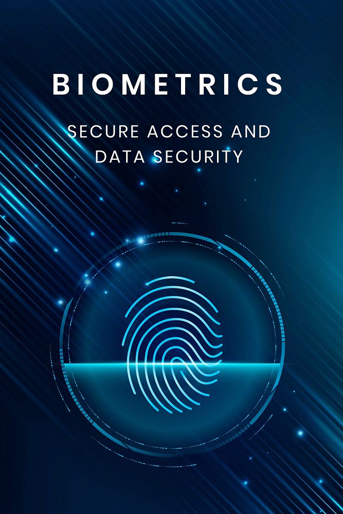 Biometrics technology Pinterest pin template, editable fingerprint scan system