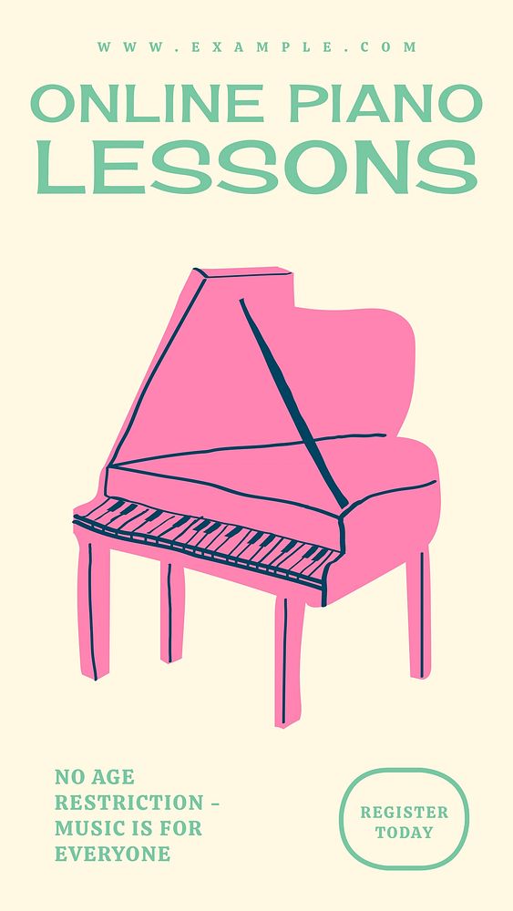 Online piano lesson Instagram story template,  social media design 