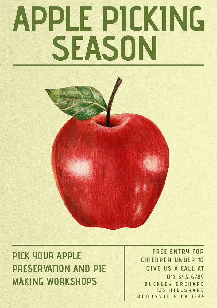Apple picking season poster poster template 