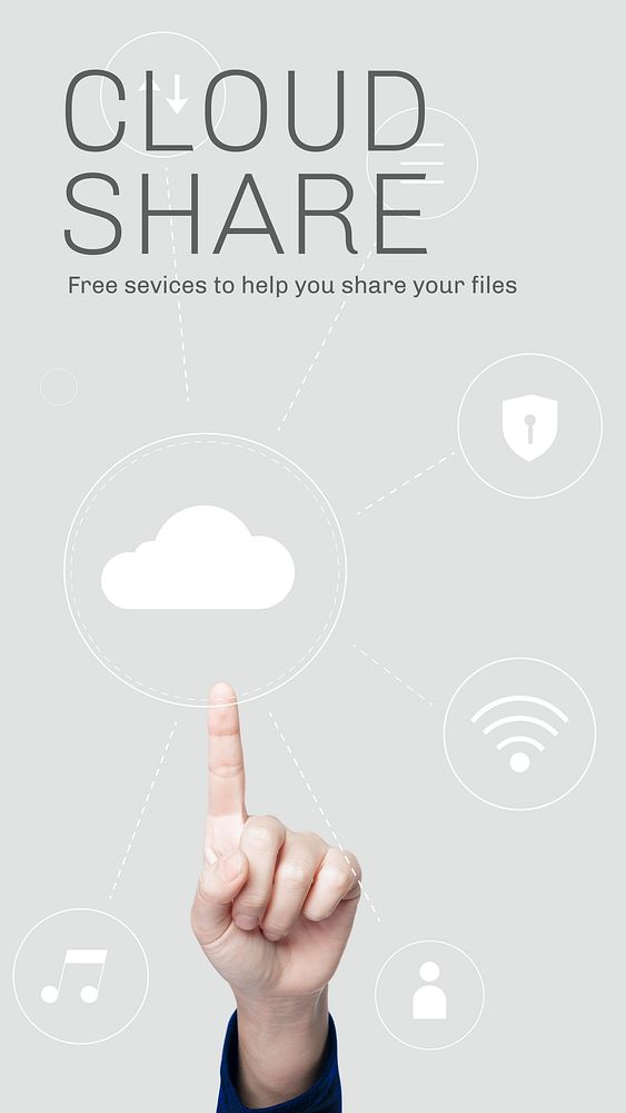 Cloud share Instagram story template, digital technology design
