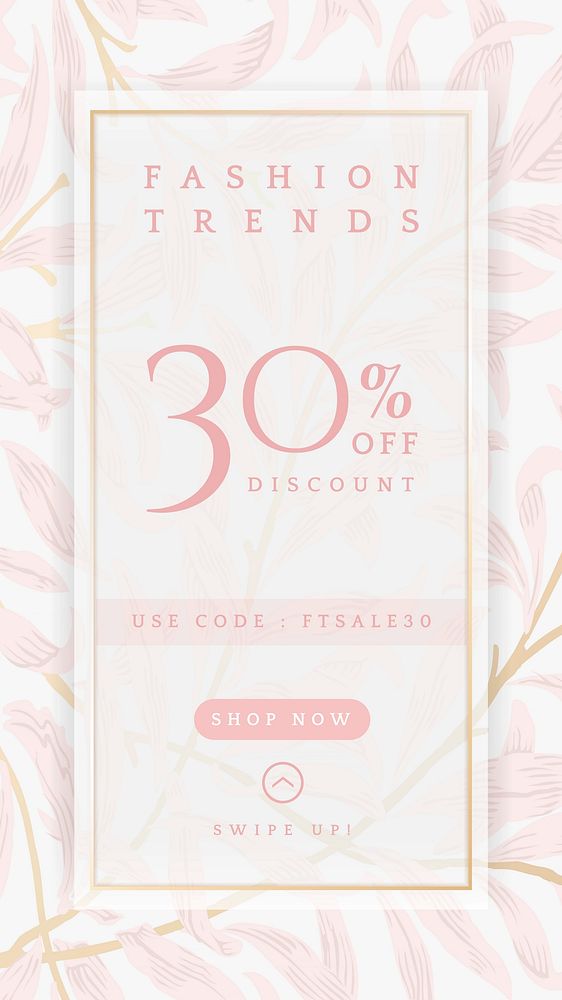 Fashion sale Instagram story template pink design